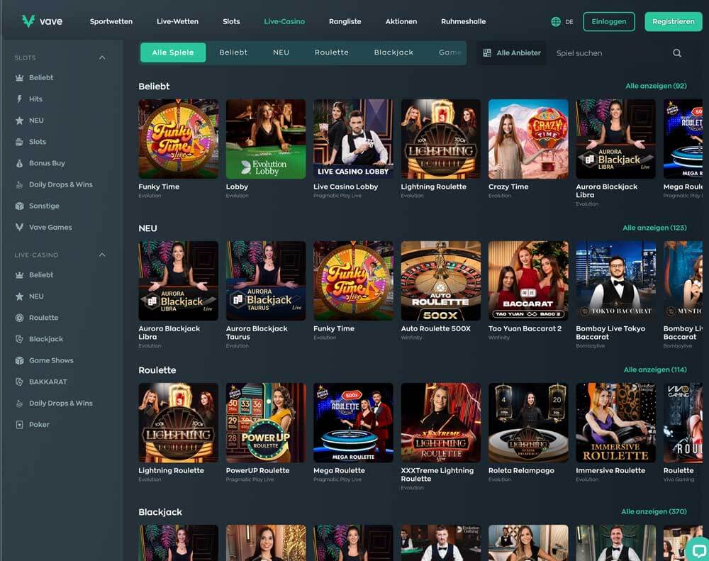 vave livecasino